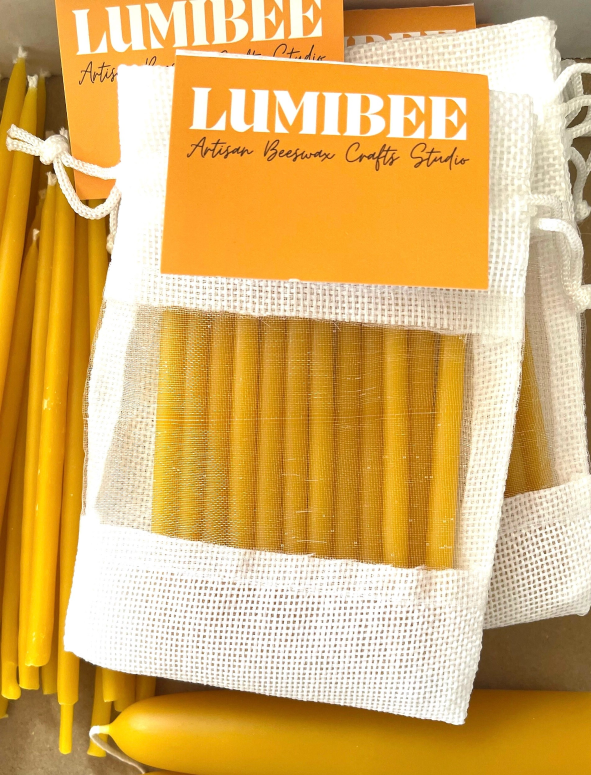 12 Beeswax Birthday Candles - Artisan Hand Dipped - 10cm
