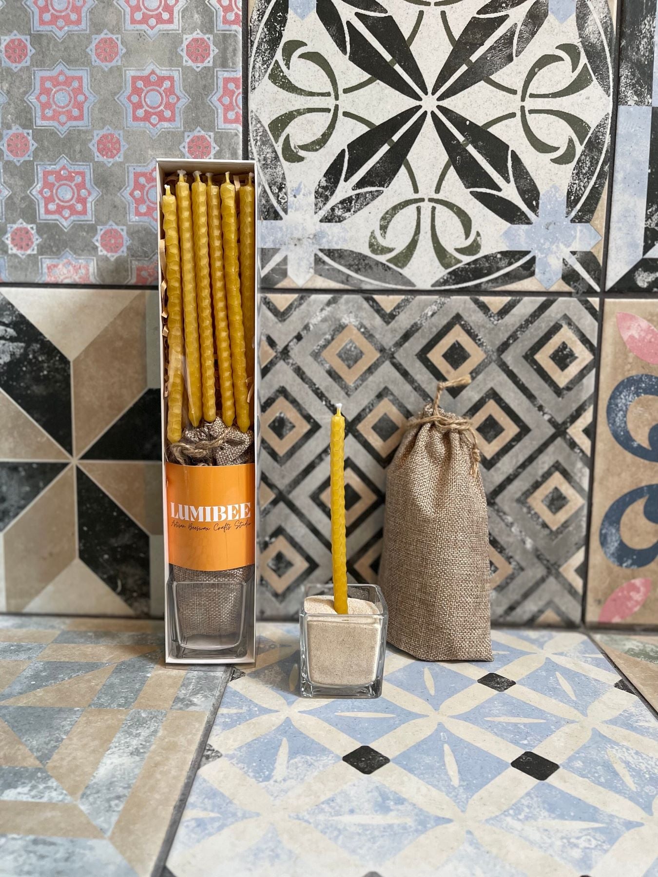 8 x 1 Hour Prayer Candle Kit - Hand rolled and hand dipped in beeswax candles