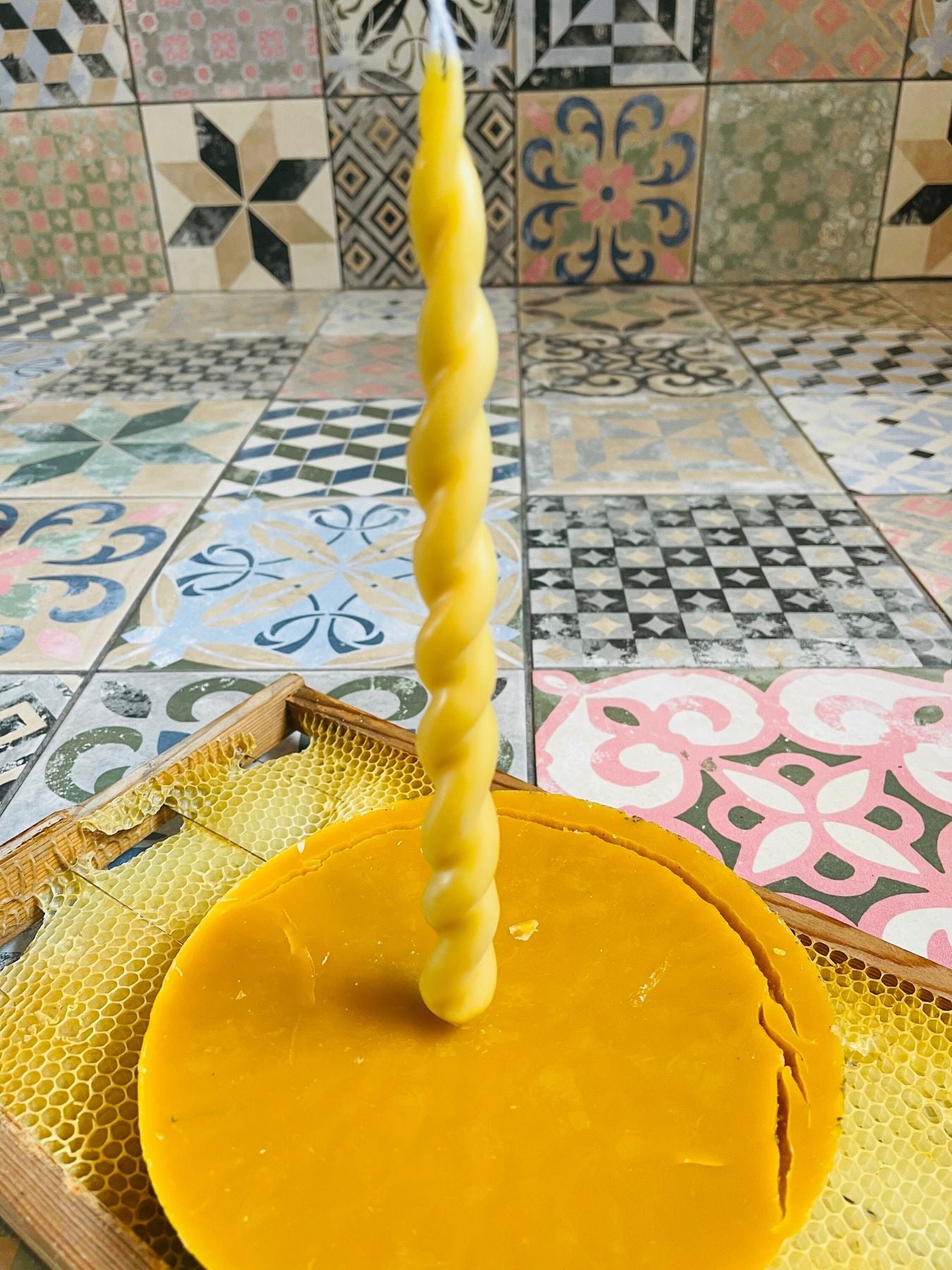 Two Twin Flame Beeswax Candles